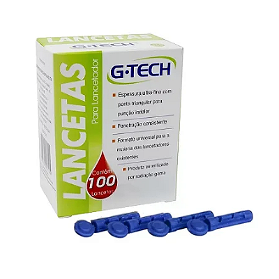 Lancetas 28g com 100 unidades G-Tech