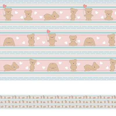 Faixa de Parede Ursinhos para Quarto de Bebê Rolo de 5 metros por 15 centímetros