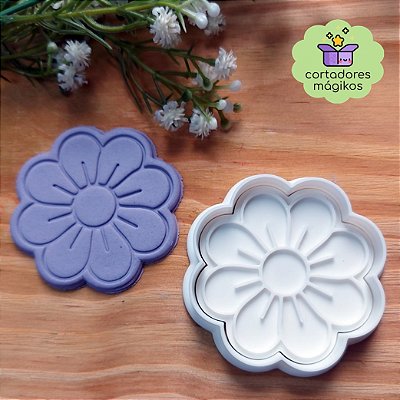Cortador e Marcador Molde Flor para biscoitos, porcelana fria, saboaria, modelagem com argila, artesanato