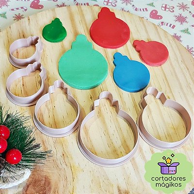 Cortadores formato Bola de Natal para Massas, Biscoitos, Artesanato, Biscuit, Pasta Americana