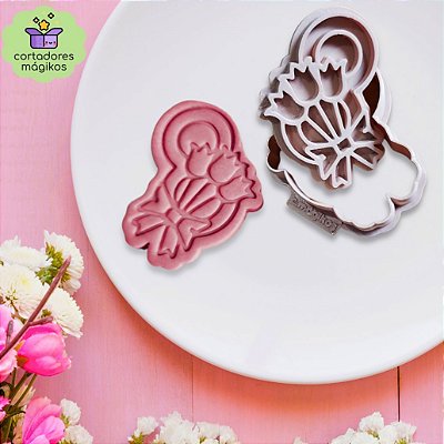 Cortador de Biscoito e Carimbo 8 de Março Dia da Mulher