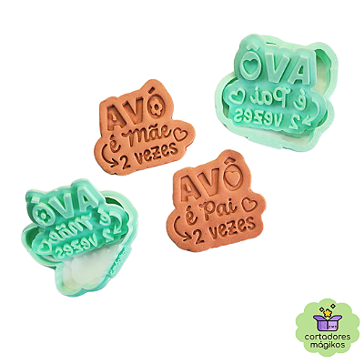 Kit 2 Carimbos Marcadores + Cortadores Dia dos Avós biscoitos ou artesanato ceramica biscuit mod2x