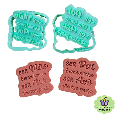 Kit com 2 carimbos marcadores e Cortadores Dia dos Avós biscoitos artesanato "ser avó ser avô...