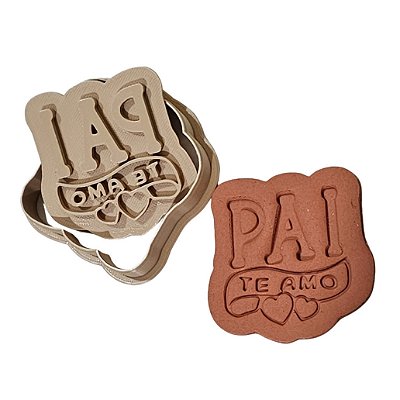 Carimbo Marcador e Cortador Dia dos Pais Te Amo para biscoitos doces artesanato em massas frias