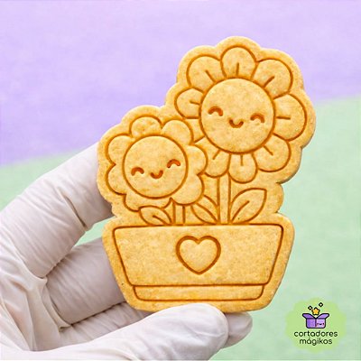 Carimbo e Cortador Girassóis Coração Biscoitos Cerâmica massas frias molde