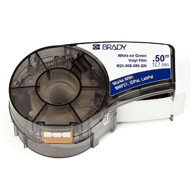 ETIQUETA ADESIVA BMP21 VINIL BRANCO EM VERDE 12,70MM X 6,40M R.M21-500-595-GN - BRADY