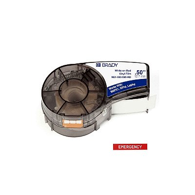 ETIQUETA ADESIVA BMP21 VINIL BRANCO EM VERMELHO 12,7MM X 6,40M R.M21-500-595-RD - BRADY