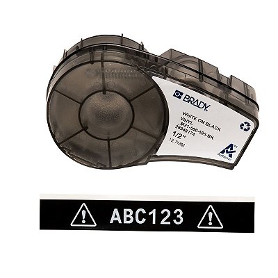ETIQUETA ADESIVA BMP21 VINIL BRANCO EM PRETO 12,70MM X 6,40M R.M21-500-595-BK - BRADY