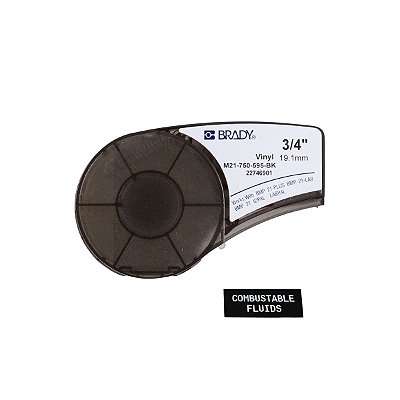 ETIQUETA ADESIVA BMP21 VINIL BRANCO EM PRETO 19,05MM X 6,40M R.M21-750-595-BK - BRADY