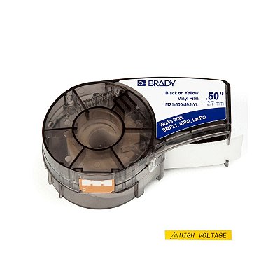 ETIQUETA ADESIVA BMP21 VINIL PRETO EM AMARELO 12,70MM X 6,40M R.M21-500-595-YL - BRADY