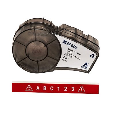 ETIQUETA ADESIVA BMP21 VINIL BRANCO EM VERMELHO 9,53MM X 6,40M R.M21-375-595-RD - BRADY