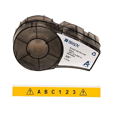 ETIQUETA ADESIVA BMP21 VINIL PRETO EM AMARELO 9,530MM X 6,40M R.M21-375-595-YL - BRADY