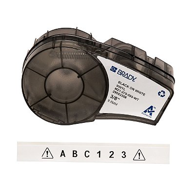 ETIQUETA ADESIVA BMP21 VINIL PRETO EM BRANCO 9,53MM X 6,40M R.M21-375-595-WT - BRADY