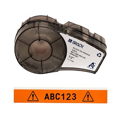 ETIQUETA ADESIVA BMP21 VINIL PRETO EM LARANJA 12,70MM X 6,40M R.M21-500-595-OR - BRADY