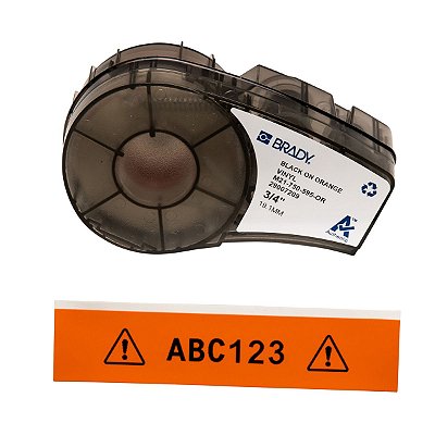ETIQUETA ADESIVA BMP21 VINIL PRETO EM LARANJA 19,05MM X 6,40M R.M21-750-595-OR - BRADY