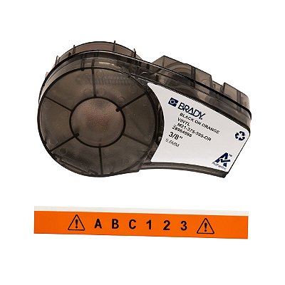 ETIQUETA ADESIVA BMP21 VINIL PRETO EM LARANJA 9,53MM X 6,40M R.M21-375-595-OR - BRADY