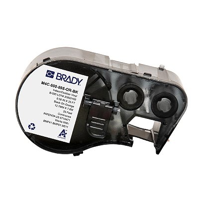 ETIQUETA M41/51/M511 B595 VINIL 0.500'X 25' PRETO NO LARANJA