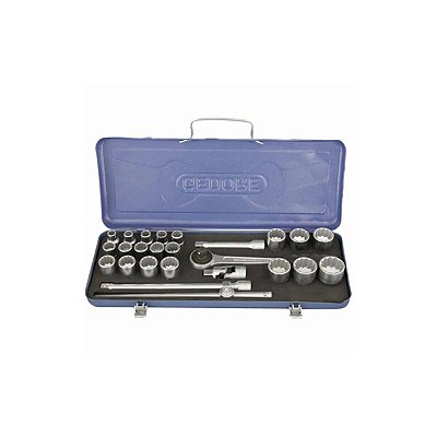 JOGO DE SOQUETES ESTRIADOS E ACESSORIOS 1/2" C/ 25 PECAS MM