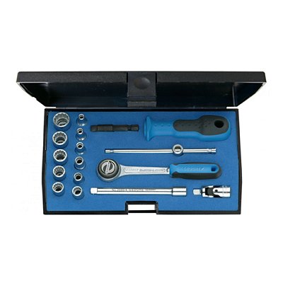 JOGO DE SOQUETES ESTRIADOS E ACESSORIOS 1/4" C/ 17 PEÇAS MM