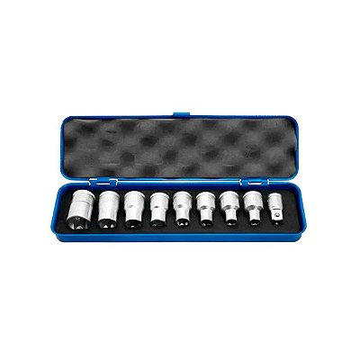 JOGO DE SOQUETES GTX 1/2" PERFIL HEXALOBULAR C/ 9 PECAS R.TX