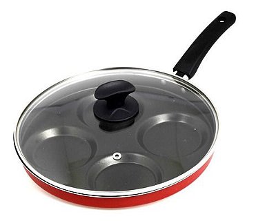 Frigideira Para 4 Ovos Antiaderente Dona Chefa Linha Gourmet Teflon Com Tampa