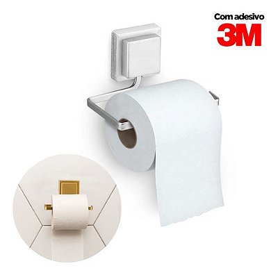 Suporte Porta Papel Higiênico Papeleira Fixação Por  Fita Dupla Face 3m Arthi