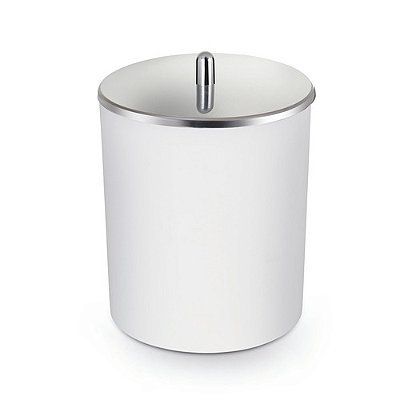 Cesto De Lixo Lixeira Cozinha Banheiro Escritório Com Tampa Inox 5 Litros Branco