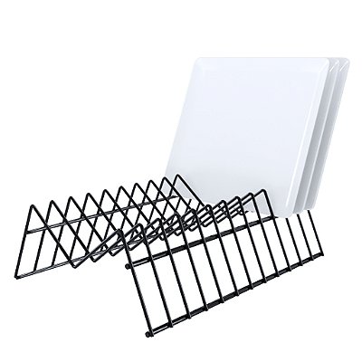 Suporte Para Pratos Vertical Organizador Escorredor Cozinha Armário Pia Di Carlo Preto