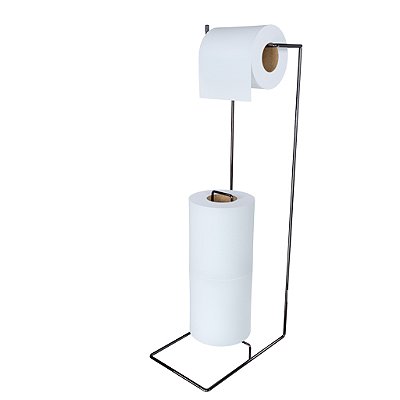 Suporte Porta Papel Higiênico De Chão 3 Rolos Papeleira Preto