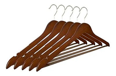 Kit 50 Cabides De Madeira Vintage Mogno Com Silicone Antideslizante 44cm