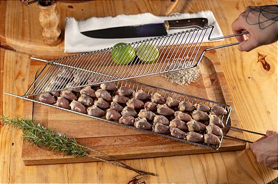 Grelha Em Aço Cromado Para Assar Coração Tulipa Frango Carne 70x9,5 CM