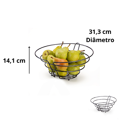 Fruteira Redonda De Mesa Bancada Moderna Aramado Onix