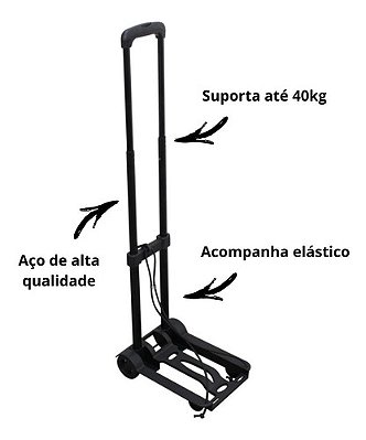 Carrinho Plataforma de Mao Dobravel com 2 Rodas para Carga Ate 40Kg