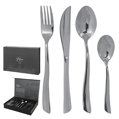 Faqueiro Jogo De Talheres Aço Inox Conjunto 24 Peças Brilhante