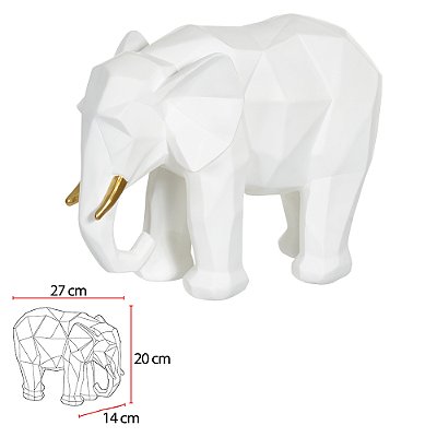 Escultura Elefante Em Poliresina Estatua Decorativa Luxo Branco