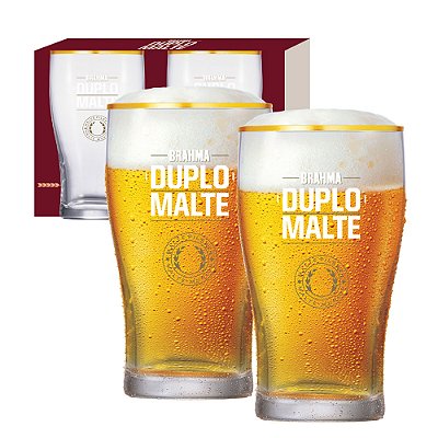 Jogo Com 2 Copos Para Cerveja Brahma Duplo Malte 473ml Ambev