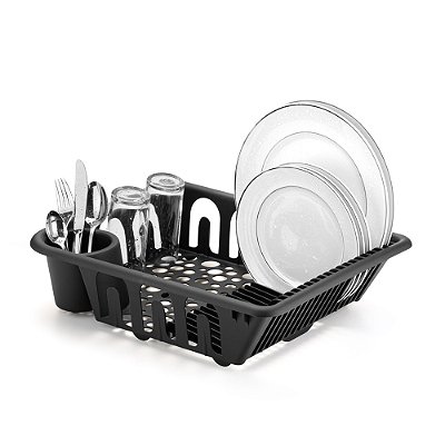 Escorredor De Louça De Pia Pratos Porta Talher Copos Preto