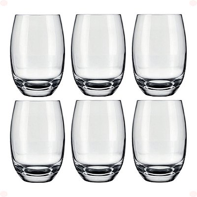 Jogo 6 Copos Redondos Vidro California 450ml Transparente