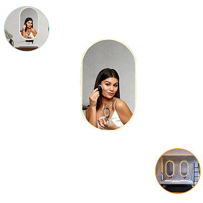 Espelho Oval De Parede Mirror Com Led Branco Frio Touch