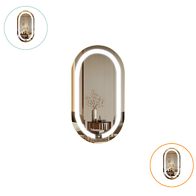 Espelho Oval Com Led Branco Frio E Quente Com Controle Da Luz