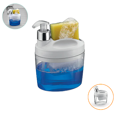 Porta Detergente Esponja Dispenser De Alcool Gel Pia Branco