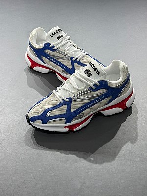 Tênis Lacoste L003 2k24 Branco, Vermelho e Azul