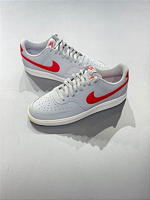 Tênis Nike Court Vision Low Cinza/Vermelho
