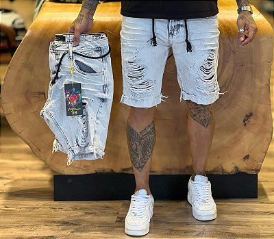 Bermuda Jeans City Denim Cinza e Preto 2417519