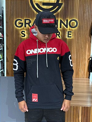 Moletom Canguru Onbongo Preto e Vermelho ON366