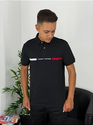 Polo Tommy Hilfiger Chest Preta MW38130