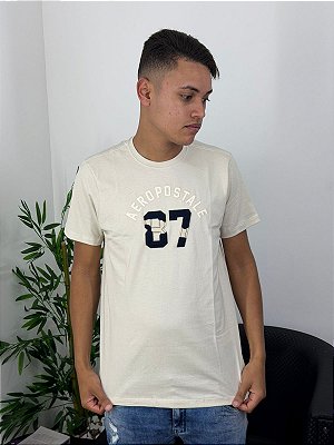 Camiseta Aeropostale Bordada Areia 87130164-3