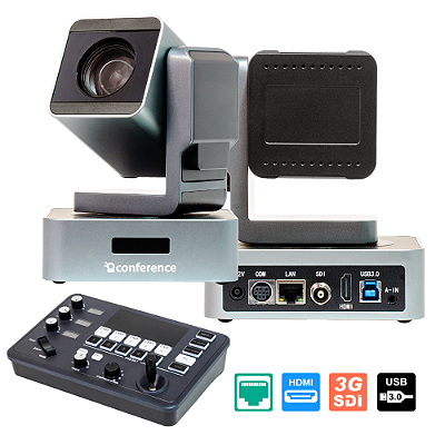 Kit 2 PRO 20x - 2 Câmeras Mini PTZ 20x PRO + 1 PTZ Controle Mini + 2 Suportes de Parede