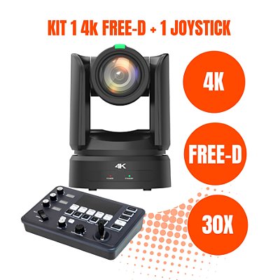 Kit 1 Câmera PTZ 4K Free-D + 1 PTZ Controle Mini + Injetor PoE