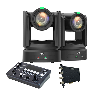 Kit 2 Câmeras PTZ 4K Free-D + 1 PTZ Controle Mini + Placa de captura SDI 4P